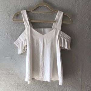 White Frill Shoulder Top
